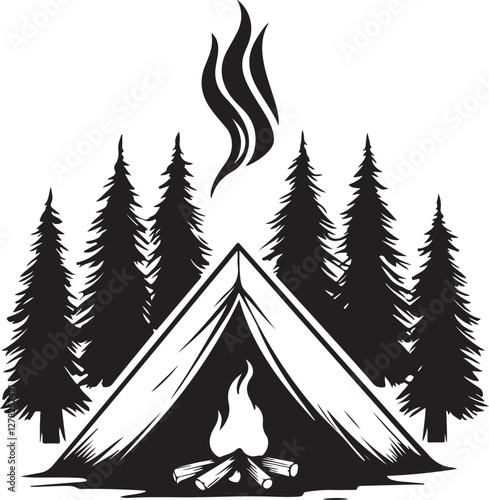 Rustic Camping Silhouette Design Set
