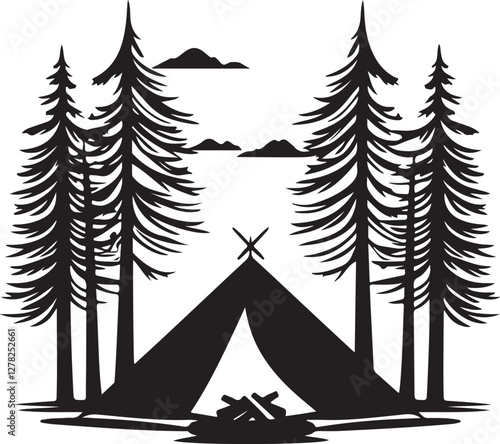Rustic Camping Silhouette Design Set
