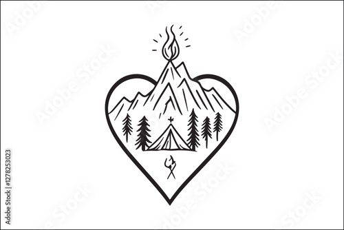 Rustic Camping Silhouette Design Set
