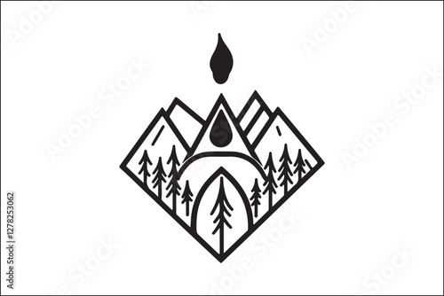 Rustic Camping Silhouette Design Set
