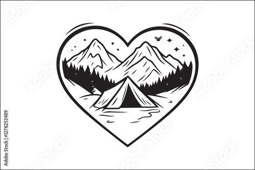 Rustic Camping Silhouette Design Set
