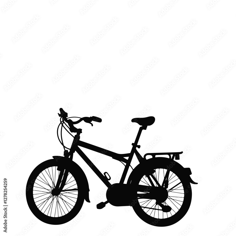Obraz premium Silhouette of a cruiser bicycle on white background, transportation design