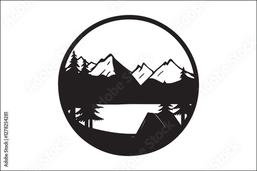 Rustic Camping Silhouette Design Set
