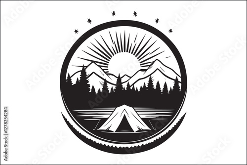 Rustic Camping Silhouette Design Set
