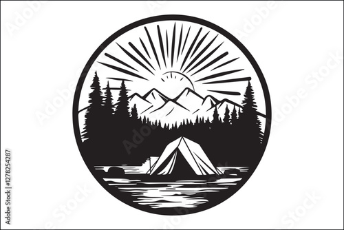 Rustic Camping Silhouette Design Set
