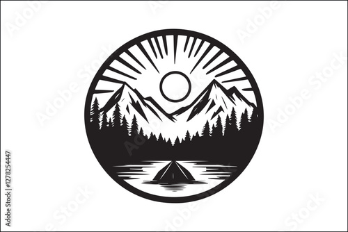 Rustic Camping Silhouette Design Set
