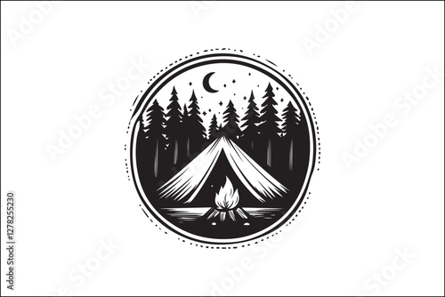 Rustic Camping Silhouette Design Set
