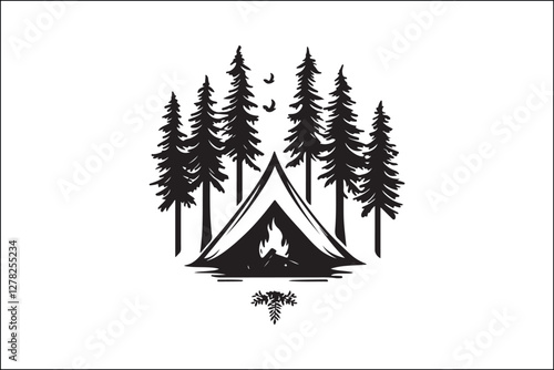 Rustic Camping Silhouette Design Set
