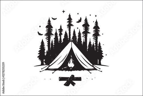 Rustic Camping Silhouette Design Set
