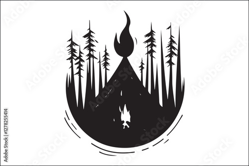 Rustic Camping Silhouette Design Set
