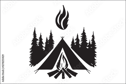 Rustic Camping Silhouette Design Set
