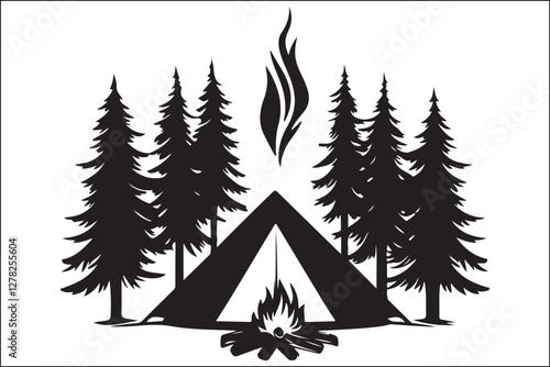 Rustic Camping Silhouette Design Set
