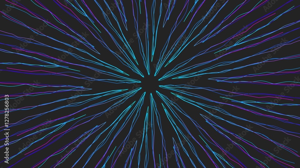 Obraz premium Radiating blue energy lines create a dynamic explosion effect, perfect for futuristic and sci-fi designs