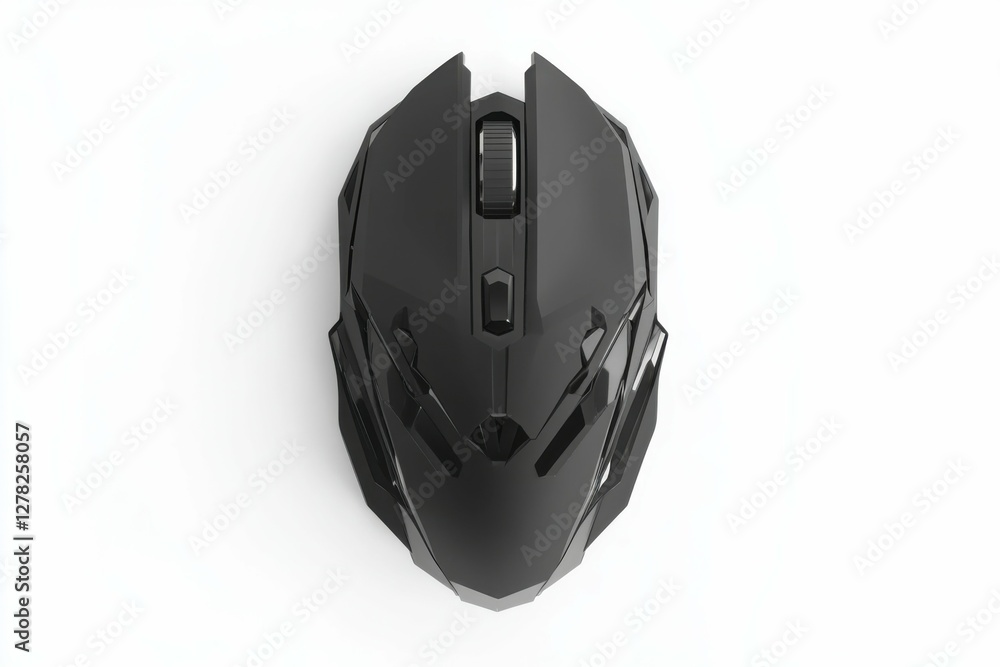 Naklejka premium Gamer Mouse. Top View of Black Gaming Mouse Isolated on White Background