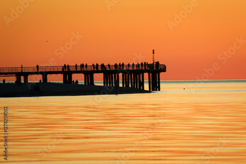 orange sunset at Black sea Batumi Georgia