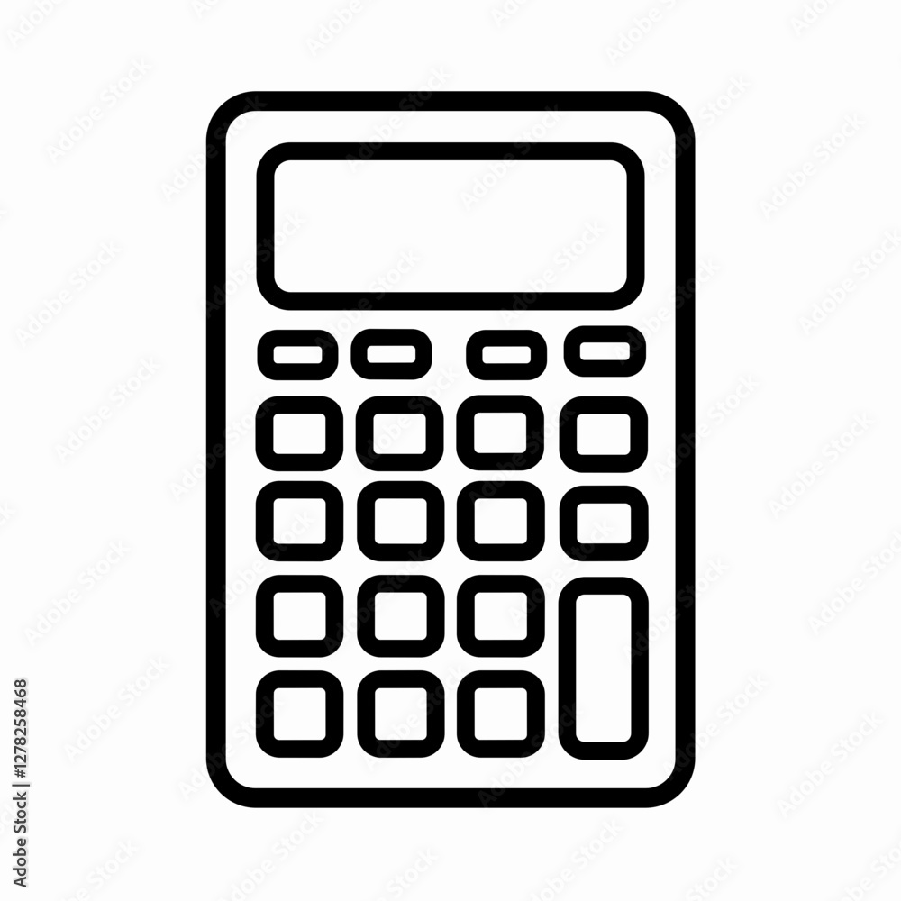 Simple hand-held calculator illustration with large display, digital tool Simple hand-held calculator illustration with large display, digital tool