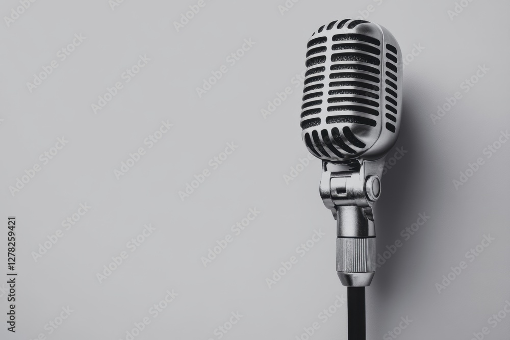 Fototapeta premium Classic microphone is featured in a close up studio shot