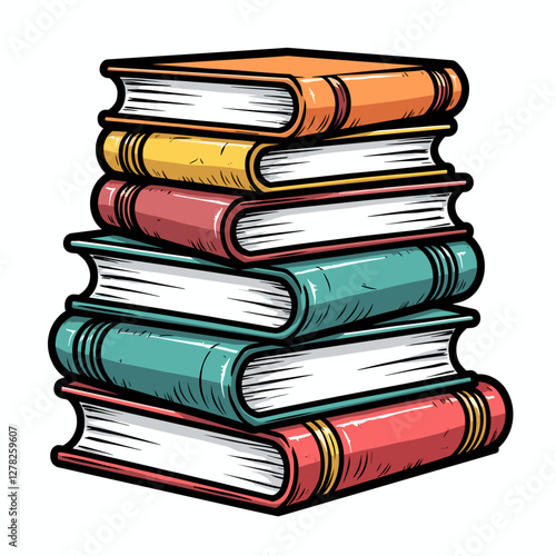 Colorful stack of art books on white background, creativity and inspiration
