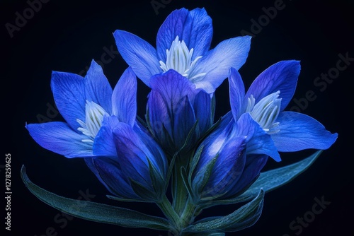 Gentian Flower - Willow Gentian in Blue and Purple, Isolated on White Background