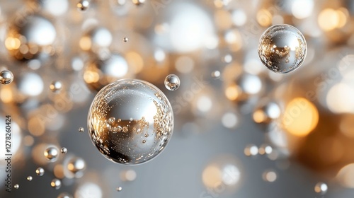 Wallpaper Mural Beautiful Shiny Spheres Floating in the Air with Light Reflections Torontodigital.ca