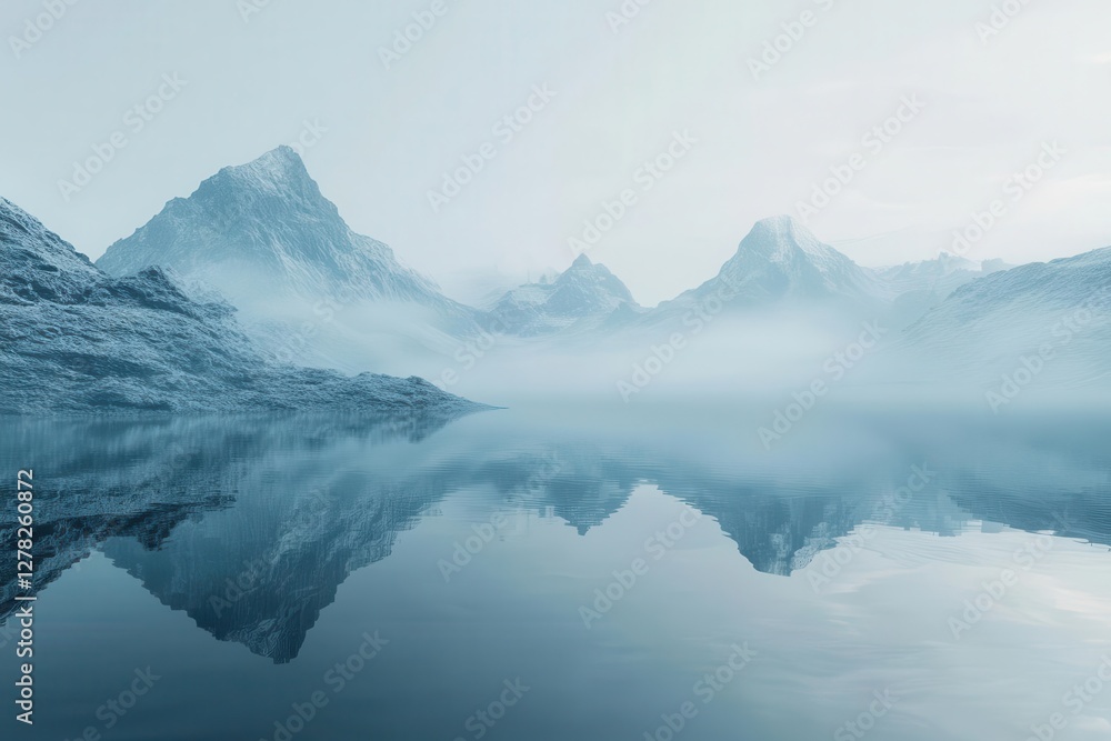 misty mountain lake at dawn ethereal fog rolling over crystalclear water dramatic peaks reflected in mirrorlike surface misty mountain lake at dawn ethereal fog rolling over crystalclear water dramatic peaks reflected in mirrorlike surface