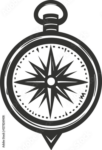 Free Download Black and white vintage compass icon for navigation and exploration. - GFXLoad