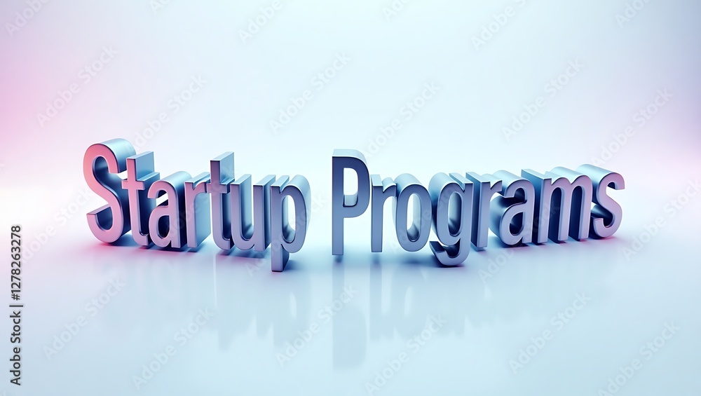 3D typography of startup programs illuminated in soft colors 3D typography of startup programs illuminated in soft colors