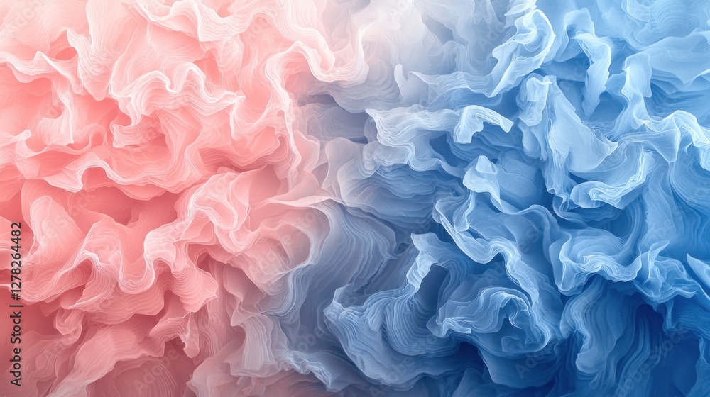 Fototapeta premium Abstract Pastel Dream: A Symphony of Pink and Blue Fabric Texture