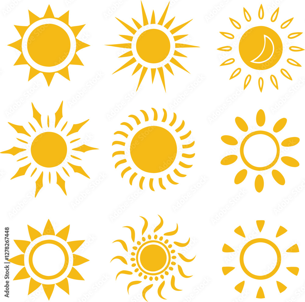 Fototapeta premium Sun icons collection. Vector illustration