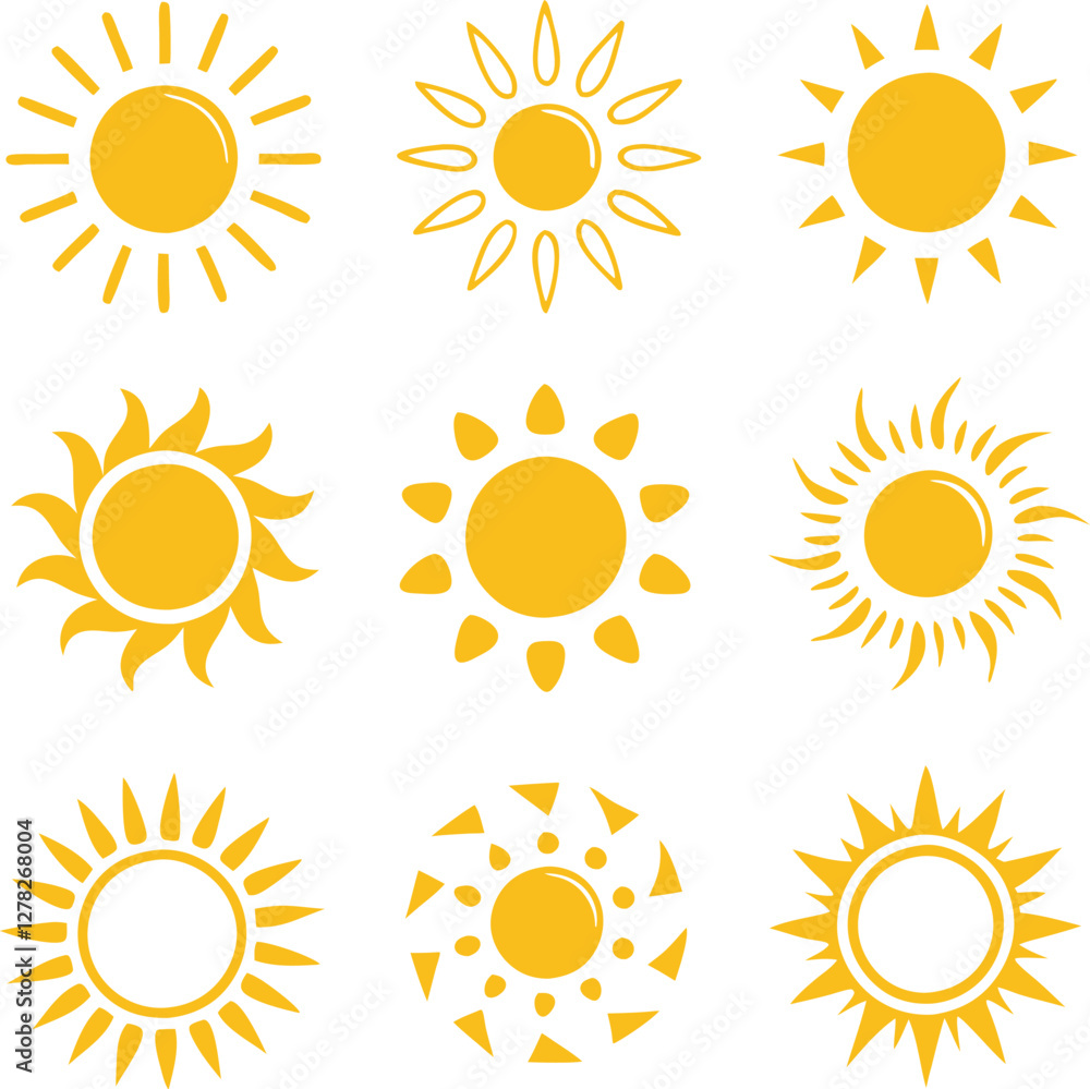 Sun icons collection. Vector illustration Sun icons collection. Vector illustration