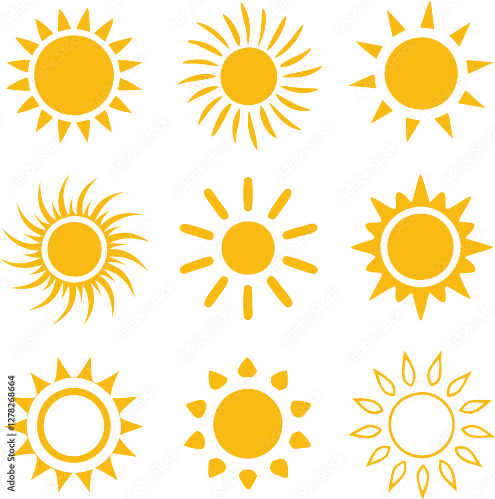 Fototapeta premium Sun icons collection. Vector illustration