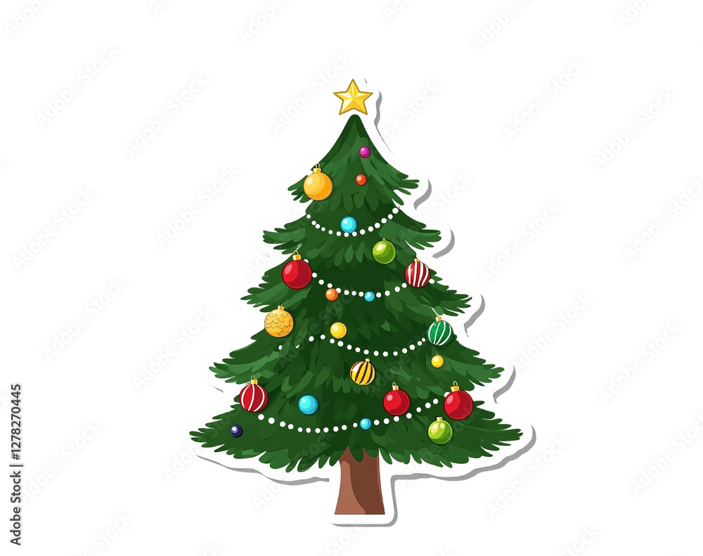Fototapeta premium Christmas tree on white background, png sticker