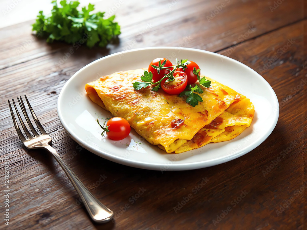 Leckere Omelette mit Kirschtomaten