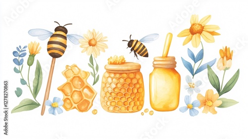 Honeycomb Watercolor Graphic Design Elements