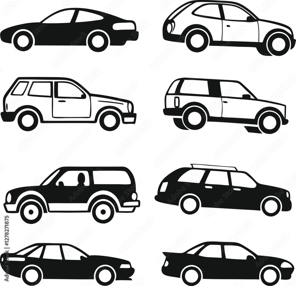 Different cars icons collection. Vector illustration Different cars icons collection. Vector illustration