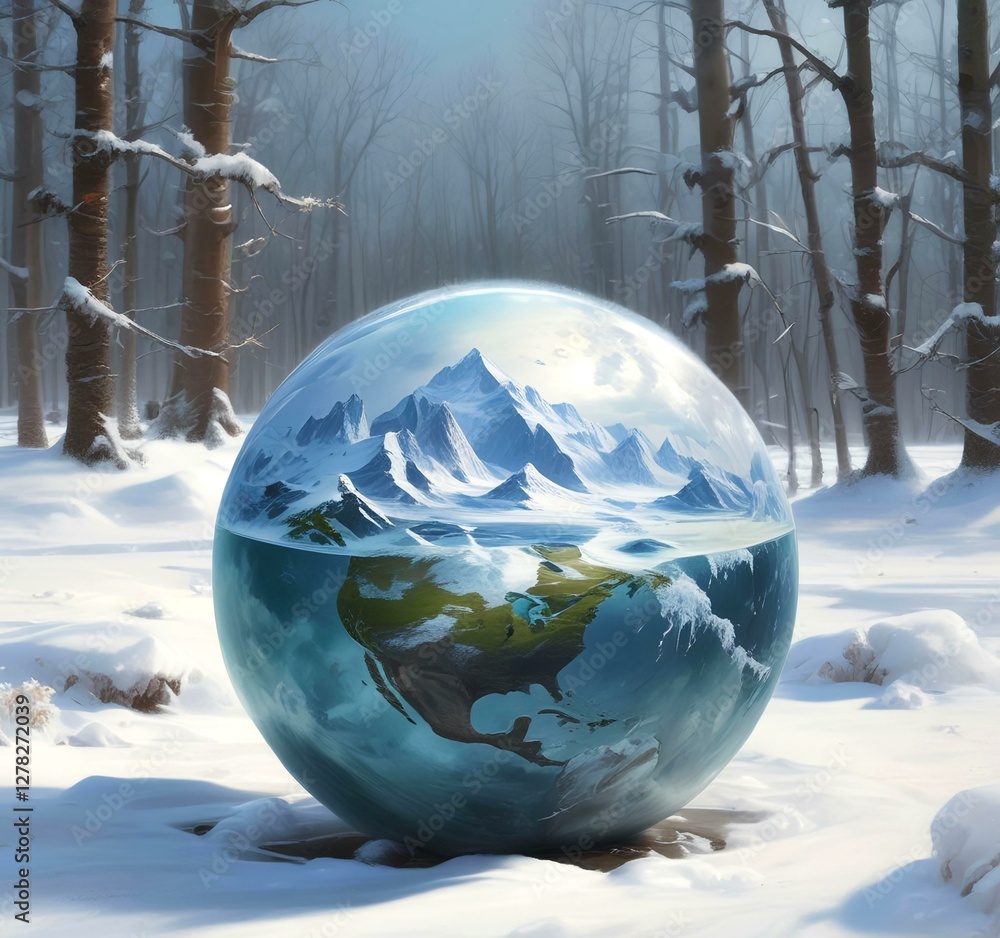 Illustration of frozen Earth globe. Illustration of frozen Earth globe.