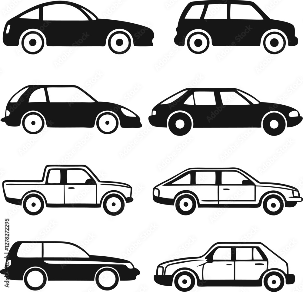 Different cars icons collection. Vector illustration Different cars icons collection. Vector illustration