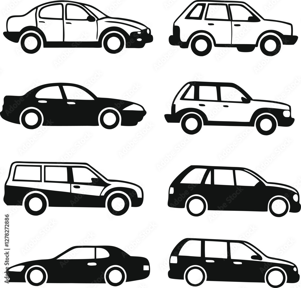 Different cars icons collection. Vector illustration Different cars icons collection. Vector illustration