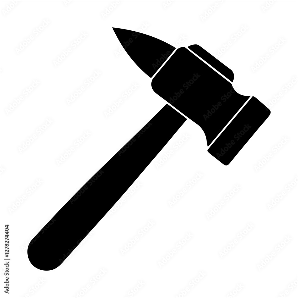 Steel hammer black and white silhouette illustration Steel hammer black and white silhouette illustration