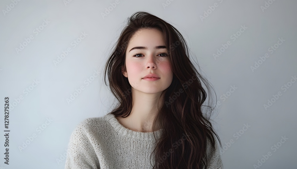 Portrait of a young woman with long dark hair Portrait of a young woman with long dark hair