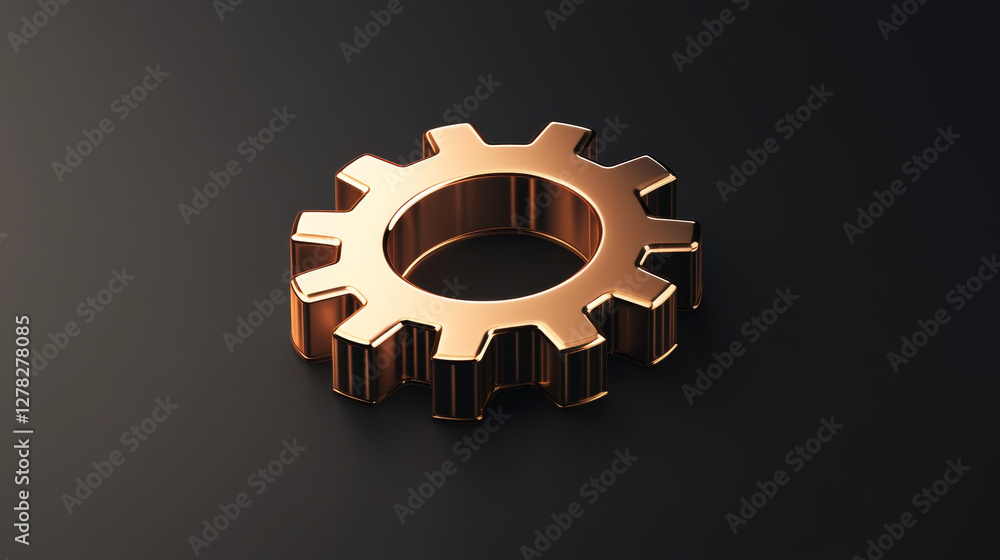 Gear isometric icon, mechanism element line art Gear isometric icon, mechanism element line art