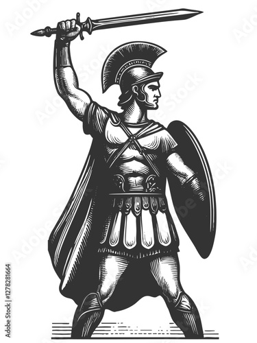 Ancient Roman Soldier with Sword and Shield vector