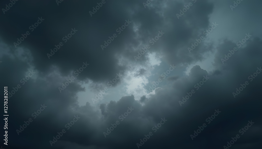 Fototapeta premium Dark Stormy Cloud Background with Intense Gray Swirling Sky Texture
