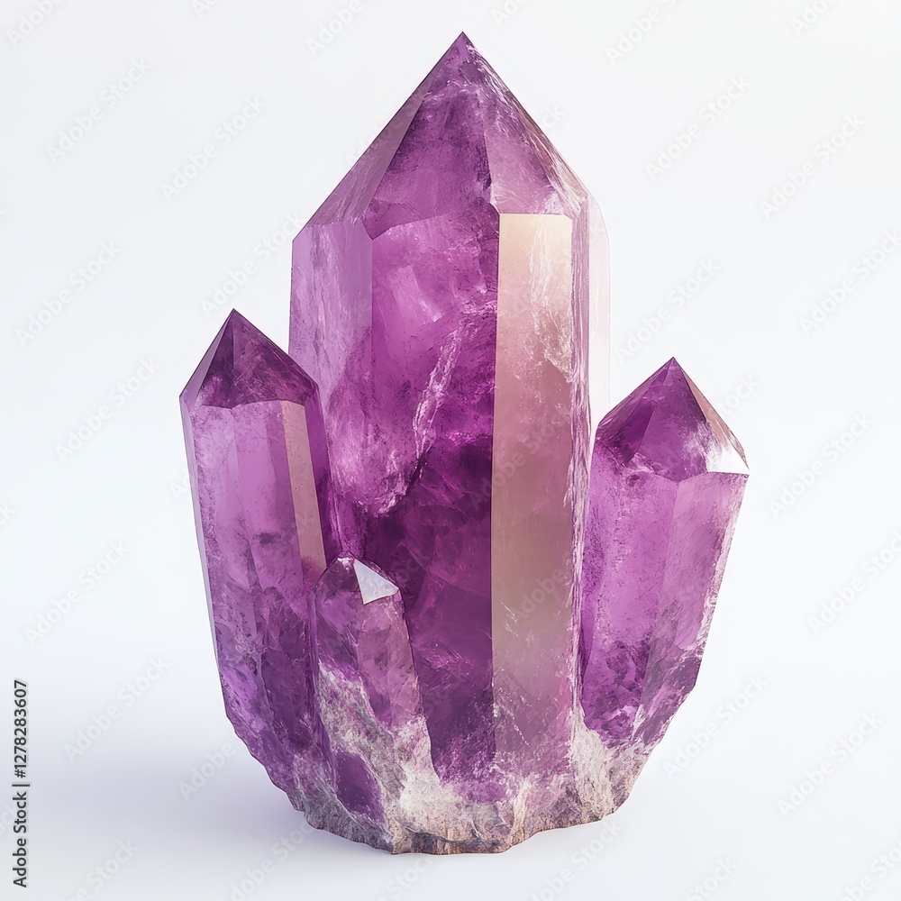 illustraion of a purple amethyst crystal on a white background illustraion of a purple amethyst crystal on a white background