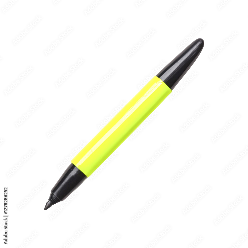 Bright Yellow Marker Pen Isolated on Black Background, Bright Yellow Marker Pen Isolated on Black Background,