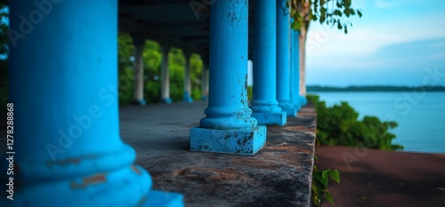 Wallpaper Mural Azure Pillars, A Seaside Promenade with a Glimpse of Serenity and Antiquity Torontodigital.ca