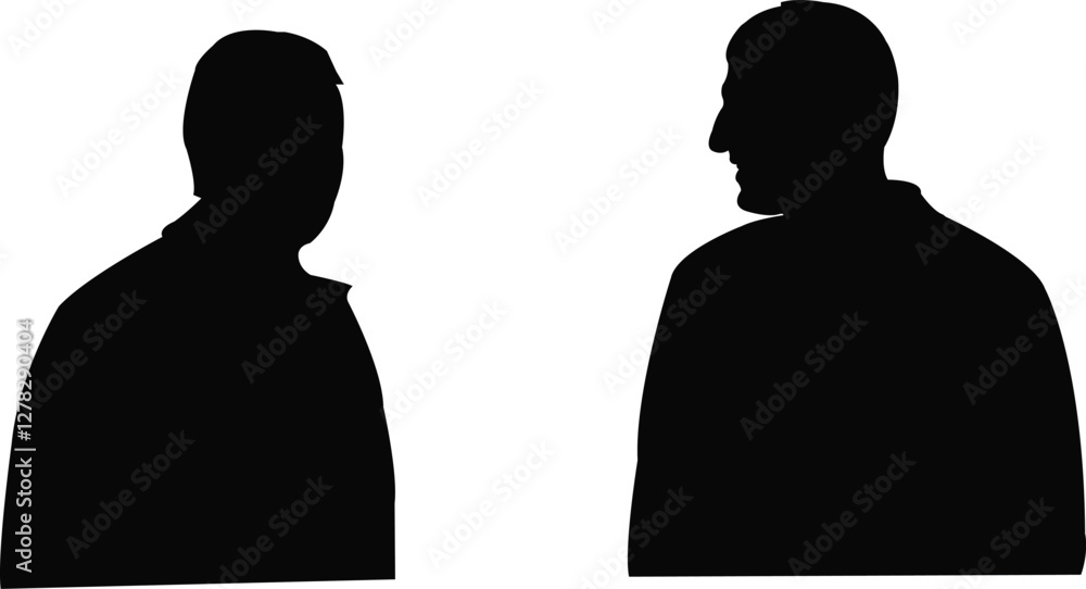two men making chat, silhouette vector two men making chat, silhouette vector