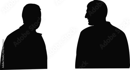 two men making chat, silhouette vector