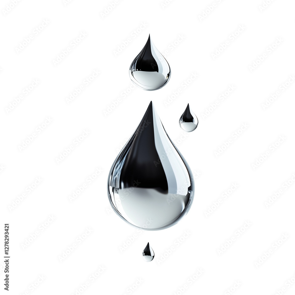 Fototapeta premium April Showers Typography: Stylized Raindrops with a Liquid Mercury Effect