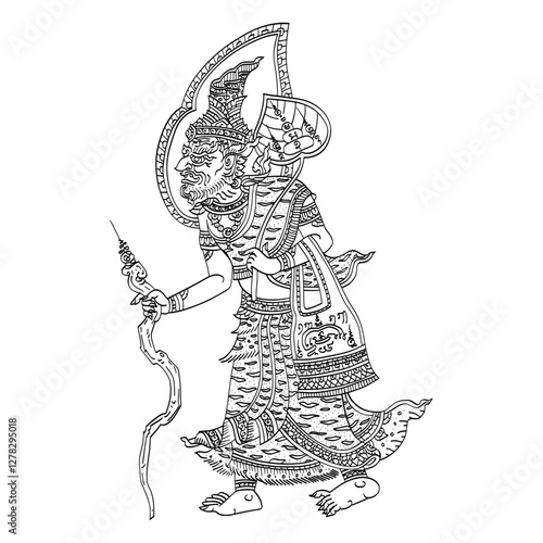 Yan Phokae Dern Dong (Phra Ruesi), Thai traditional tattoo, Thai hermit (old man). Thai texts translation: Belief in the power 